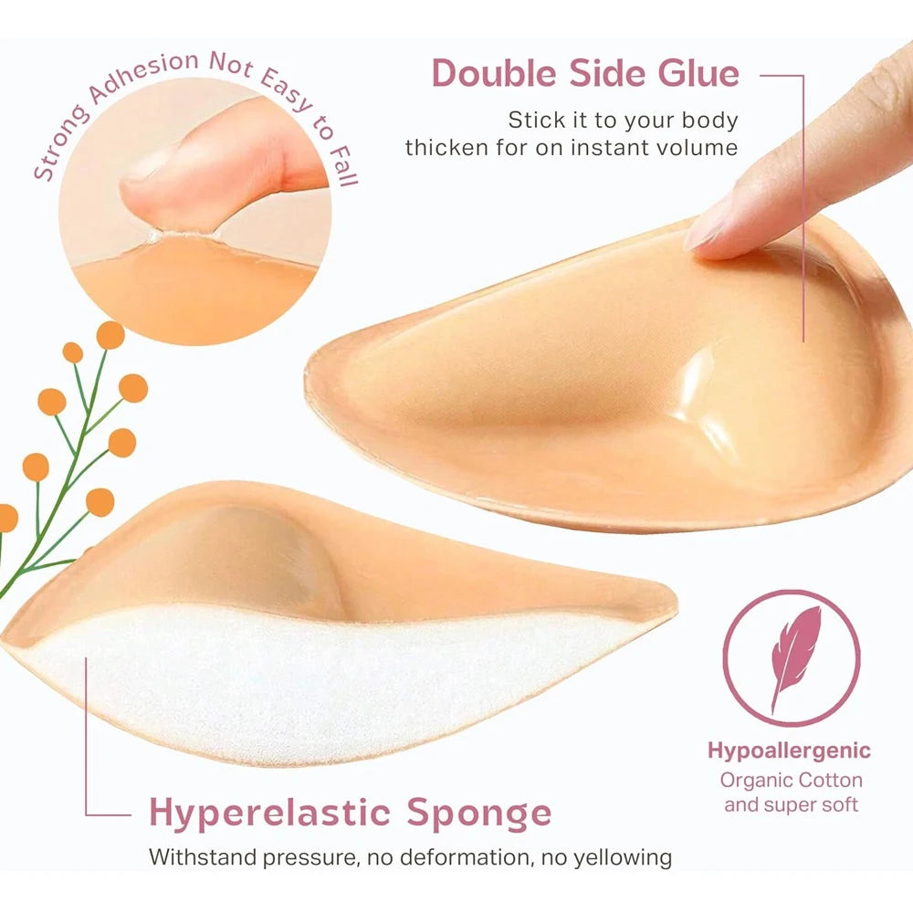 Double Sided Sticky Bra Inserts Push Up Adhesive Bra Pad Breast Enhancer Cup Add Up Pads for Bikini Swimsuit Strapless Dress