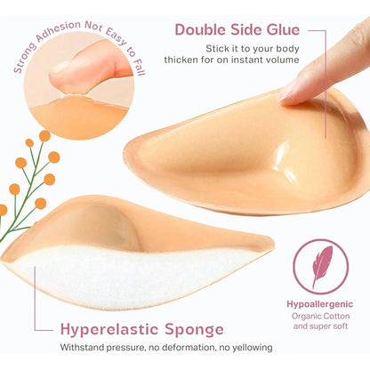 Double Sided Sticky Bra Inserts Push Up Adhesive Bra Pad Breast Enhancer Cup Add Up Pads for Bikini Swimsuit Strapless Dress