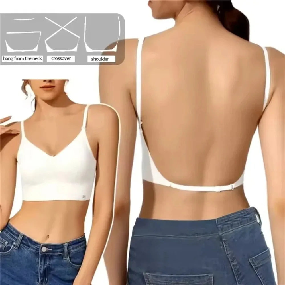 New Nylon Cotton Women's Invisible Bra No Steel Frame Breathable Ladies Sexy Bras Backless Brassiere Women Girls