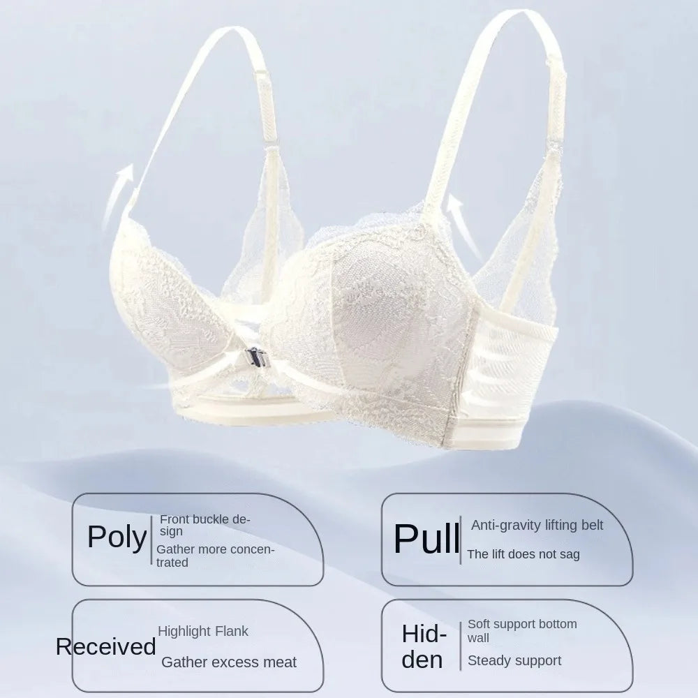 Lace Lingerie Wireless Deep V Bra Close-fitting Front Buckle Push Up Underwear Adjustable Shockproof Seamless Bras Girls Women