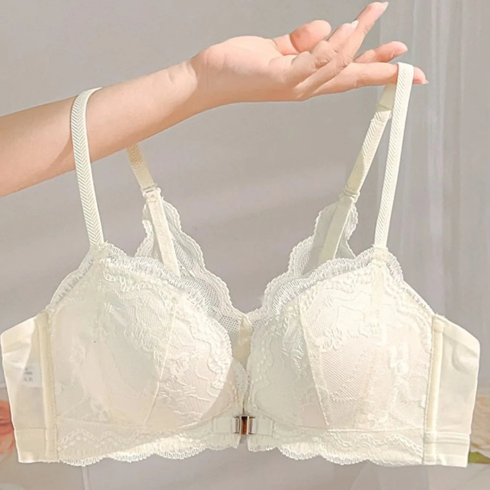 Lace Lingerie Wireless Deep V Bra Close-fitting Front Buckle Push Up Underwear Adjustable Shockproof Seamless Bras Girls Women