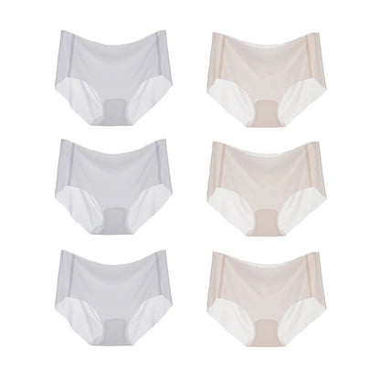 6PCS Women's Summer Ice Silk Seamless Panties - Ultra-Thin Quick-Dry Breathable Underwear M-XL