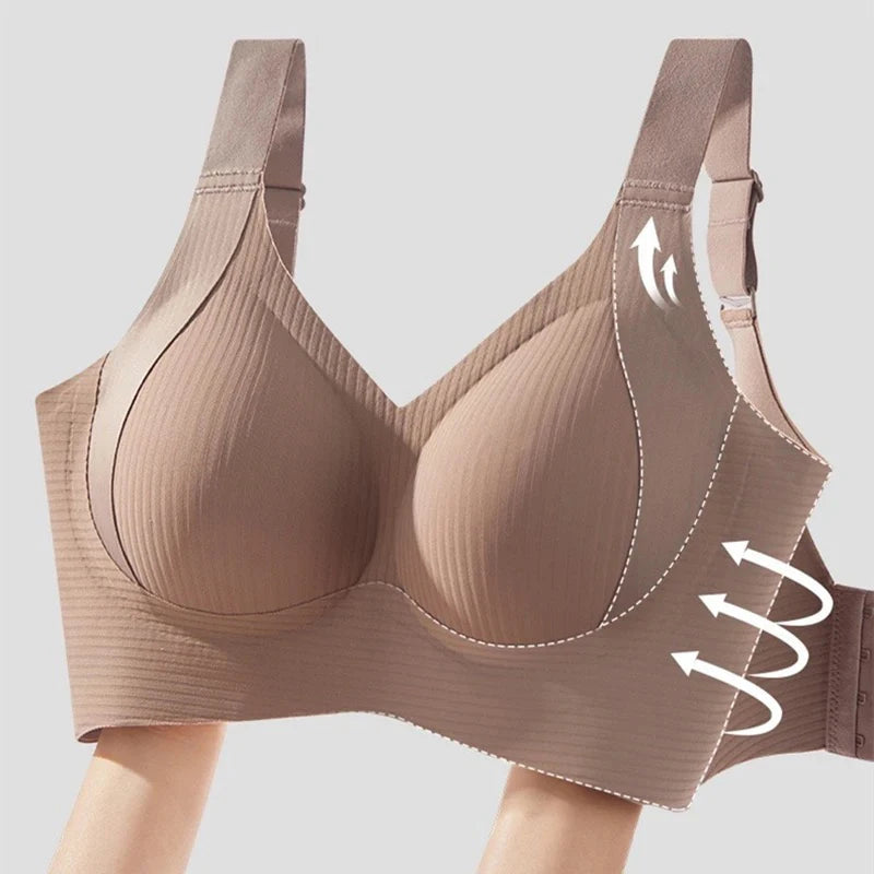 2025 Women's Seamless Underwear Thin Style Plus Size Removable Bra Anti-Sagging Wire-Free